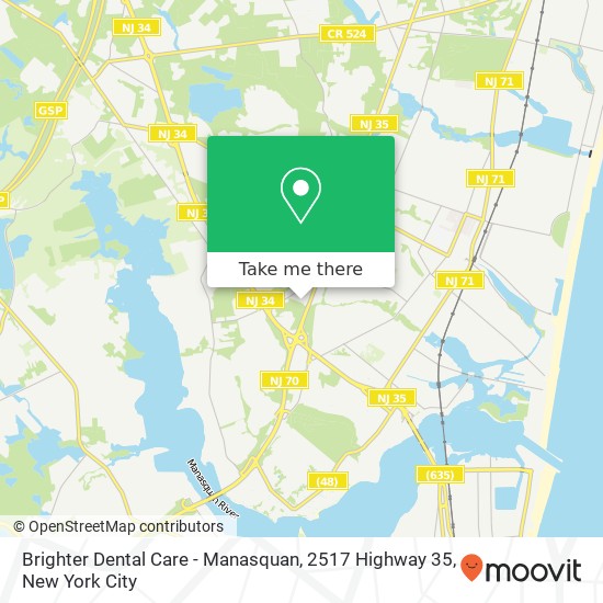 Mapa de Brighter Dental Care - Manasquan, 2517 Highway 35