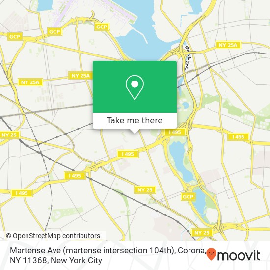 Mapa de Martense Ave (martense intersection 104th), Corona, NY 11368