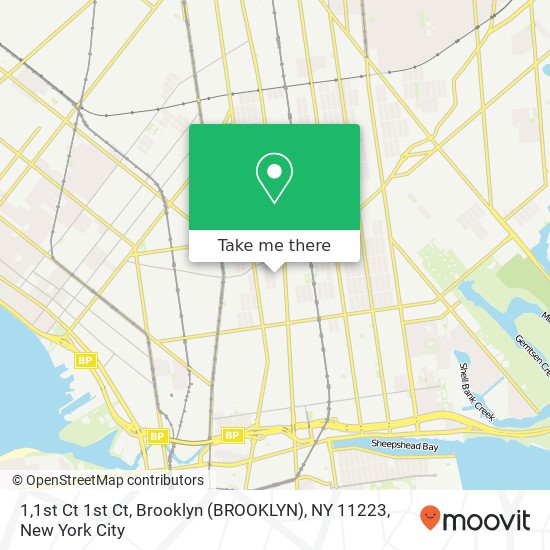 Mapa de 1,1st Ct 1st Ct, Brooklyn (BROOKLYN), NY 11223
