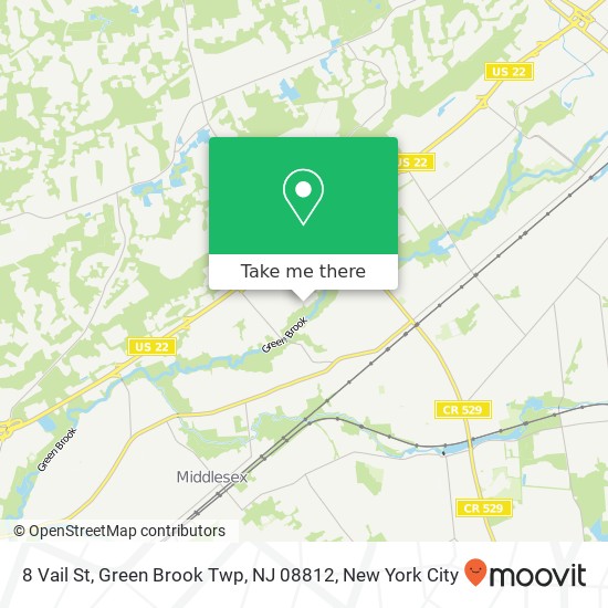 Mapa de 8 Vail St, Green Brook Twp, NJ 08812