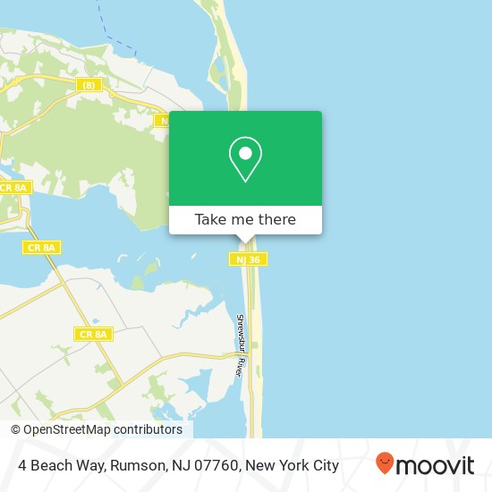Mapa de 4 Beach Way, Rumson, NJ 07760