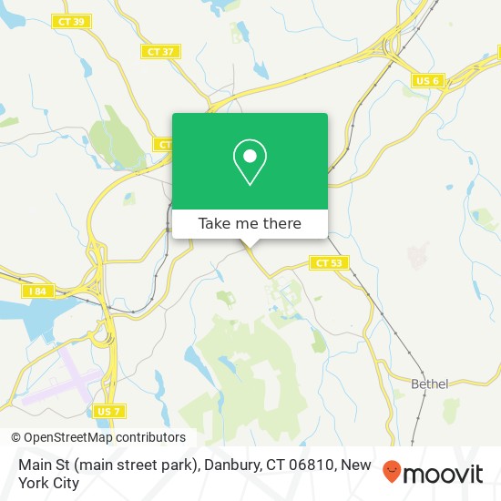 Mapa de Main St (main street park), Danbury, CT 06810