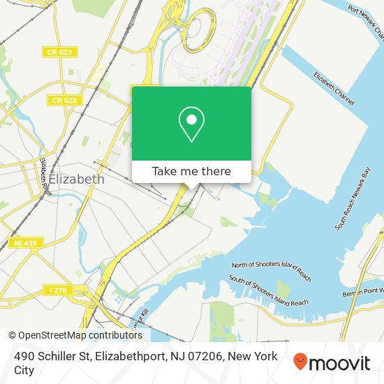 Mapa de 490 Schiller St, Elizabethport, NJ 07206