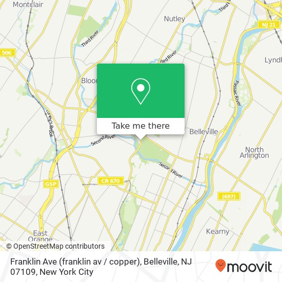 Franklin Ave (franklin av / copper), Belleville, NJ 07109 map