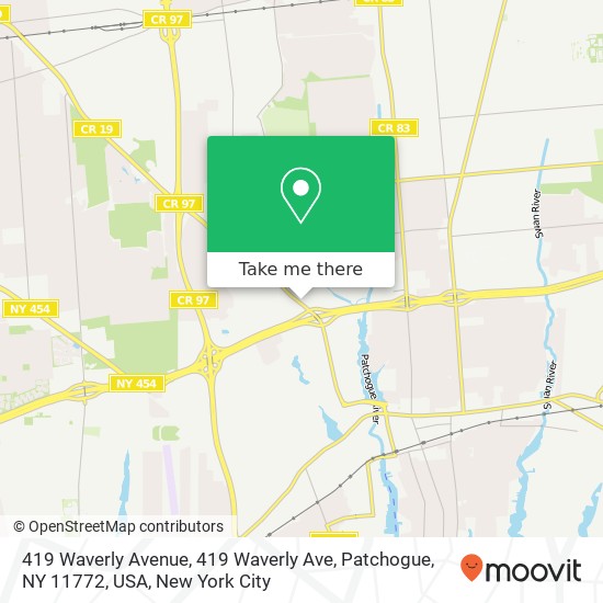 Mapa de 419 Waverly Avenue, 419 Waverly Ave, Patchogue, NY 11772, USA