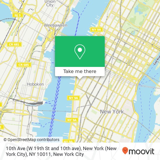 10th Ave (W 19th St and 10th ave), New York (New York City), NY 10011 map