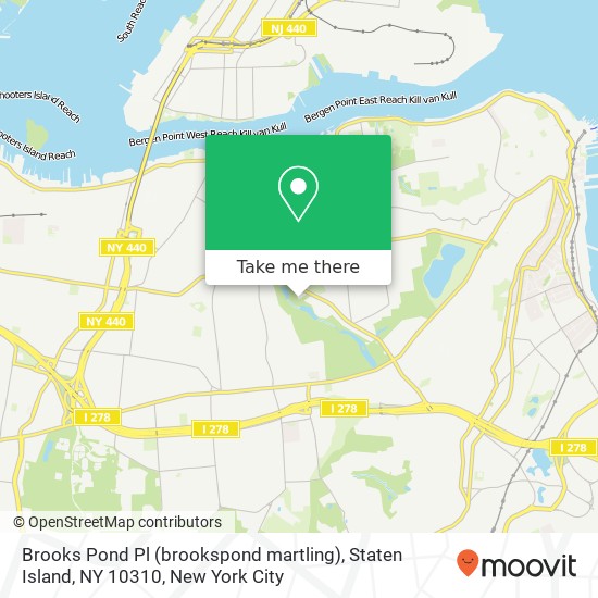Mapa de Brooks Pond Pl (brookspond martling), Staten Island, NY 10310