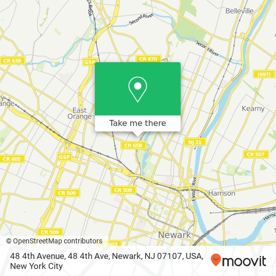 Mapa de 48 4th Avenue, 48 4th Ave, Newark, NJ 07107, USA