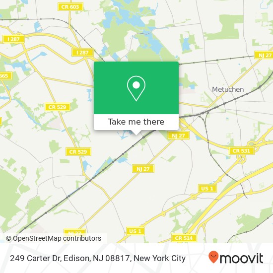 Mapa de 249 Carter Dr, Edison, NJ 08817