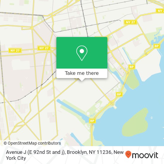 Mapa de Avenue J (E 92nd St and j), Brooklyn, NY 11236