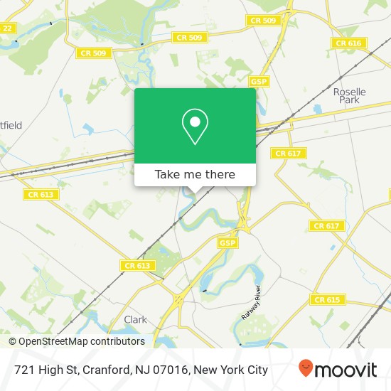 Mapa de 721 High St, Cranford, NJ 07016
