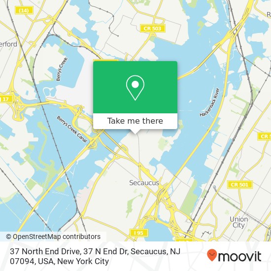 Mapa de 37 North End Drive, 37 N End Dr, Secaucus, NJ 07094, USA
