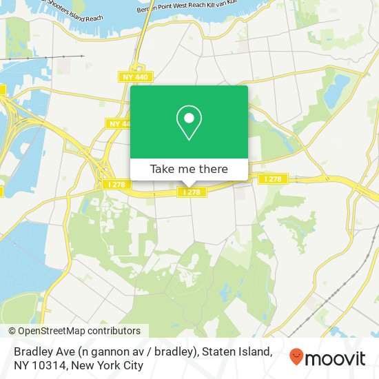 Mapa de Bradley Ave (n gannon av / bradley), Staten Island, NY 10314