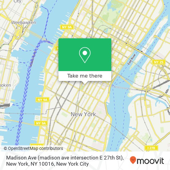 Mapa de Madison Ave (madison ave intersection E 27th St), New York, NY 10016