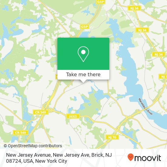 Mapa de New Jersey Avenue, New Jersey Ave, Brick, NJ 08724, USA