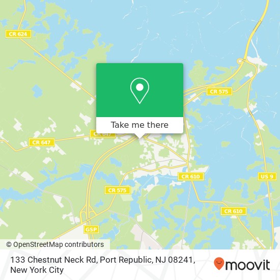 Mapa de 133 Chestnut Neck Rd, Port Republic, NJ 08241