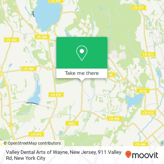 Valley Dental Arts of Wayne, New Jersey, 911 Valley Rd map