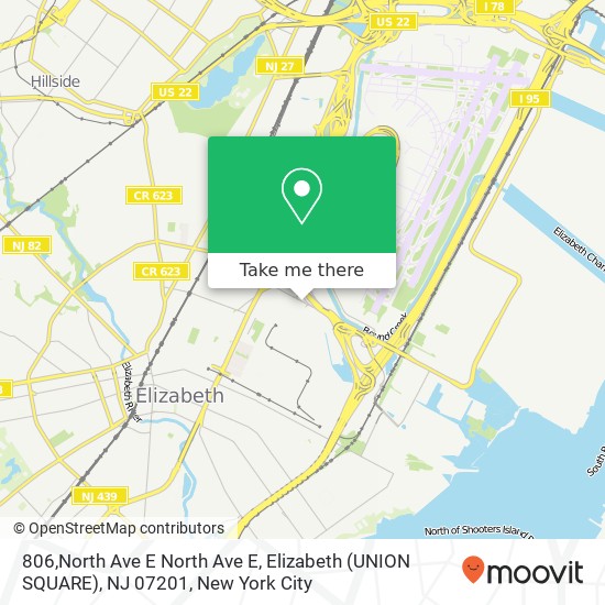 Mapa de 806,North Ave E North Ave E, Elizabeth (UNION SQUARE), NJ 07201