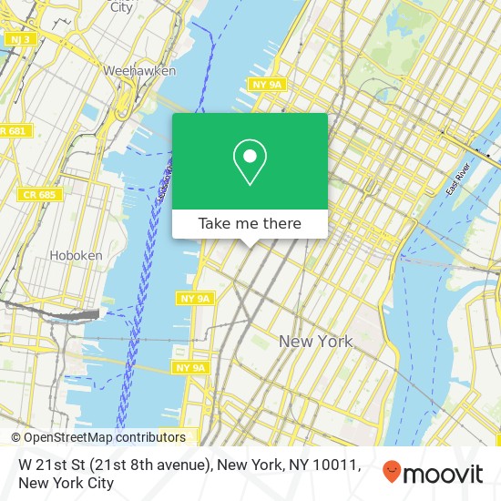 Mapa de W 21st St (21st 8th avenue), New York, NY 10011