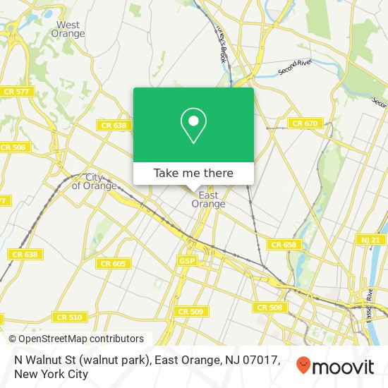 Mapa de N Walnut St (walnut park), East Orange, NJ 07017