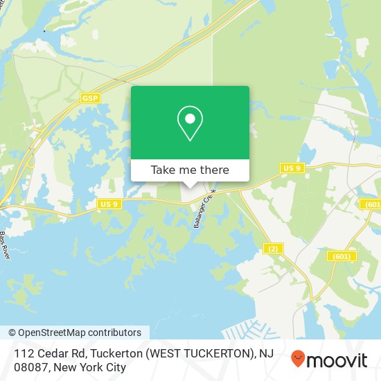 Mapa de 112 Cedar Rd, Tuckerton (WEST TUCKERTON), NJ 08087