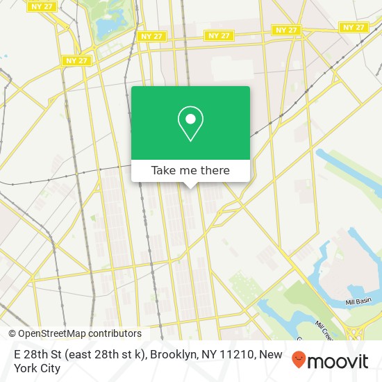 Mapa de E 28th St (east 28th st k), Brooklyn, NY 11210