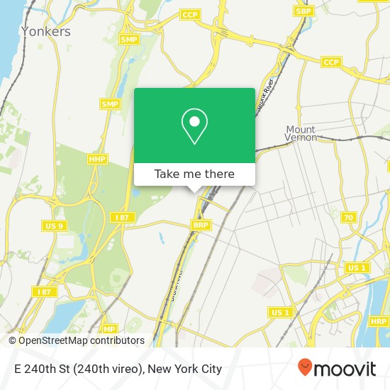 Mapa de E 240th St (240th vireo), Bronx, NY 10470