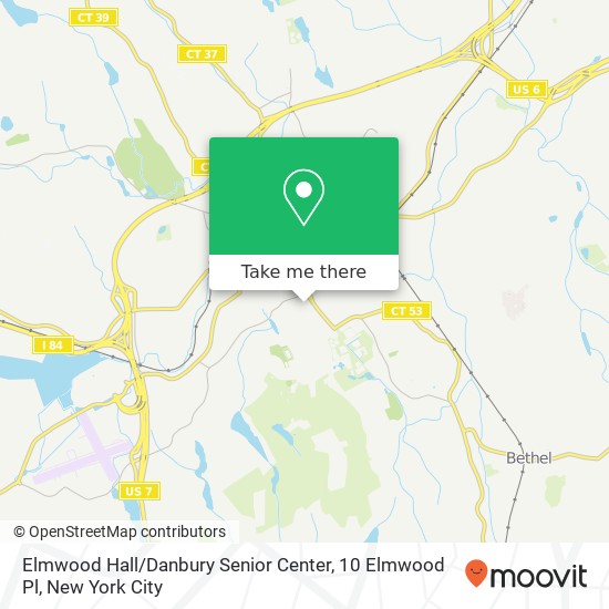 Mapa de Elmwood Hall / Danbury Senior Center, 10 Elmwood Pl