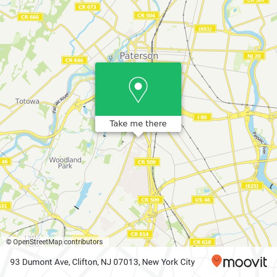 Mapa de 93 Dumont Ave, Clifton, NJ 07013