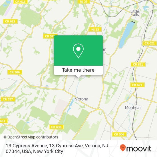 13 Cypress Avenue, 13 Cypress Ave, Verona, NJ 07044, USA map