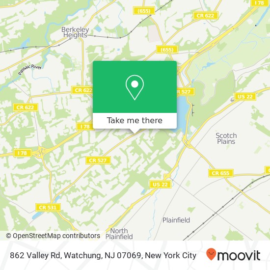 862 Valley Rd, Watchung, NJ 07069 map
