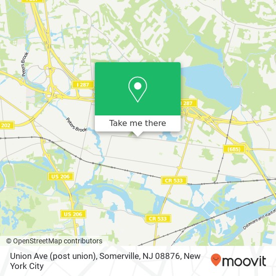 Mapa de Union Ave (post union), Somerville, NJ 08876