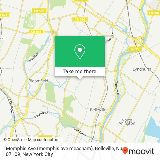 Mapa de Memphis Ave (memphis ave meacham), Belleville, NJ 07109