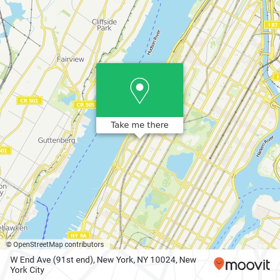 W End Ave (91st end), New York, NY 10024 map