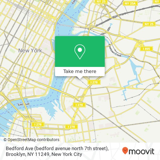 Mapa de Bedford Ave (bedford avenue north 7th street), Brooklyn, NY 11249