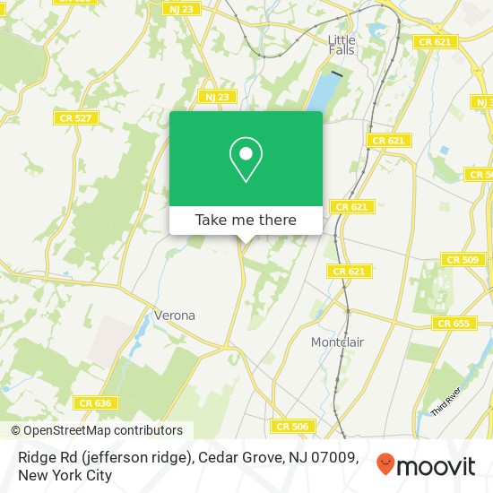 Mapa de Ridge Rd (jefferson ridge), Cedar Grove, NJ 07009