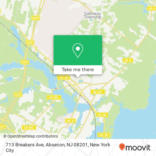 Mapa de 713 Breakers Ave, Absecon, NJ 08201