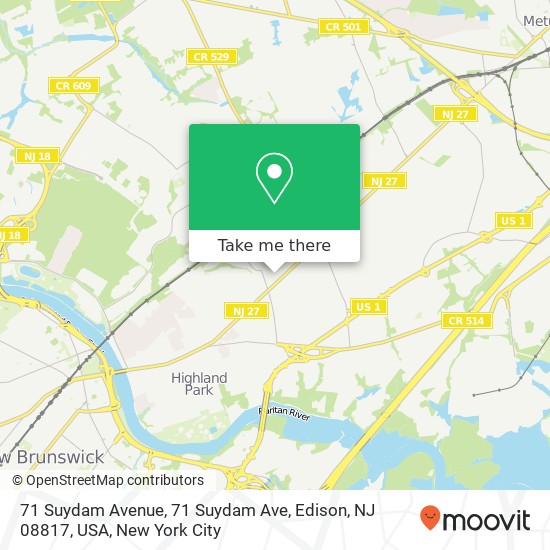 Mapa de 71 Suydam Avenue, 71 Suydam Ave, Edison, NJ 08817, USA