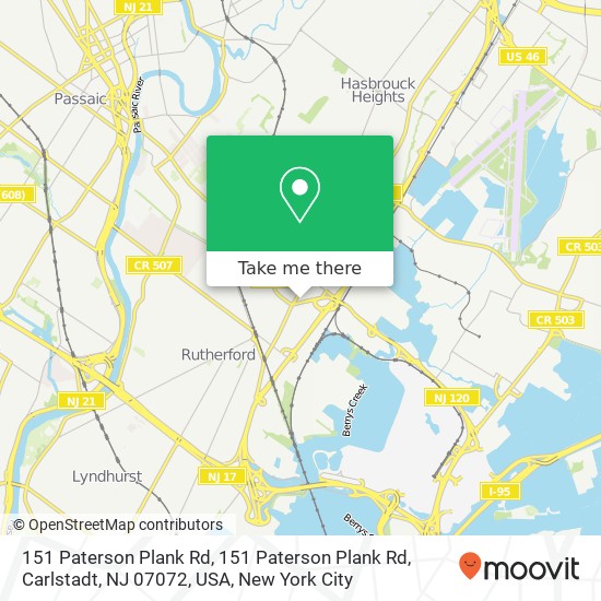 Mapa de 151 Paterson Plank Rd, 151 Paterson Plank Rd, Carlstadt, NJ 07072, USA