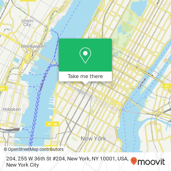 Mapa de 204, 255 W 36th St #204, New York, NY 10001, USA
