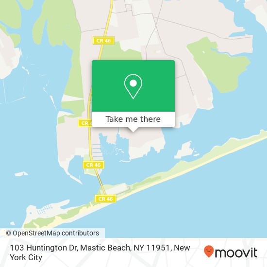 Mapa de 103 Huntington Dr, Mastic Beach, NY 11951