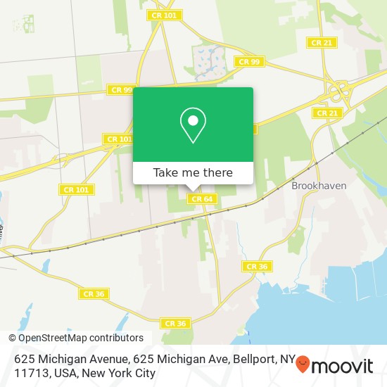 Mapa de 625 Michigan Avenue, 625 Michigan Ave, Bellport, NY 11713, USA