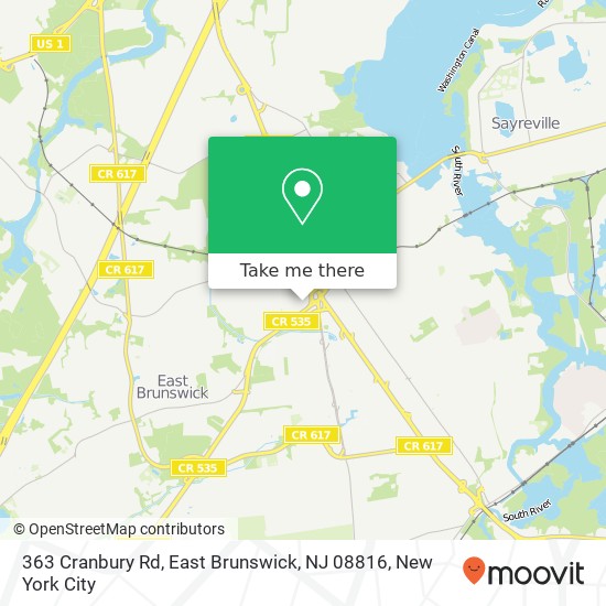 Mapa de 363 Cranbury Rd, East Brunswick, NJ 08816