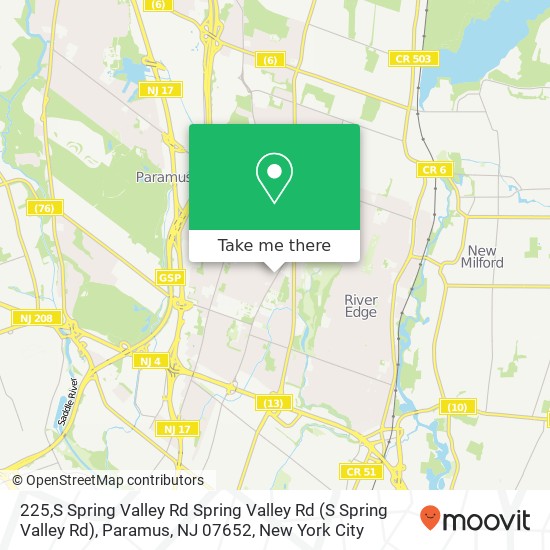 Mapa de 225,S Spring Valley Rd Spring Valley Rd (S Spring Valley Rd), Paramus, NJ 07652