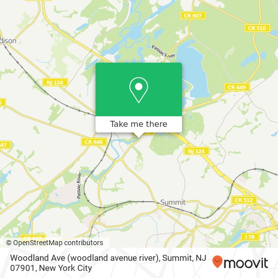 Woodland Ave (woodland avenue river), Summit, NJ 07901 map