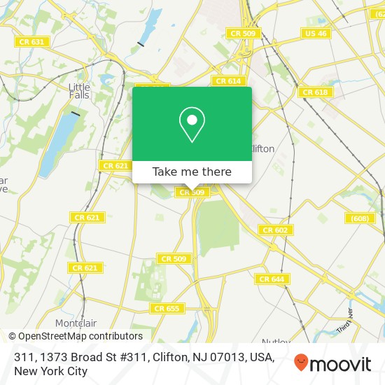 Mapa de 311, 1373 Broad St #311, Clifton, NJ 07013, USA