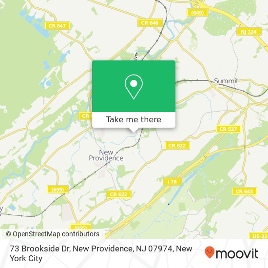 Mapa de 73 Brookside Dr, New Providence, NJ 07974