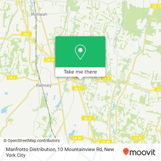 Manfrotto Distribution, 10 Mountainview Rd map