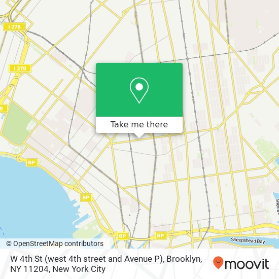 Mapa de W 4th St (west 4th street and Avenue P), Brooklyn, NY 11204