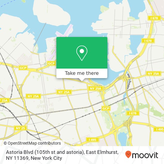 Mapa de Astoria Blvd (105th st and astoria), East Elmhurst, NY 11369